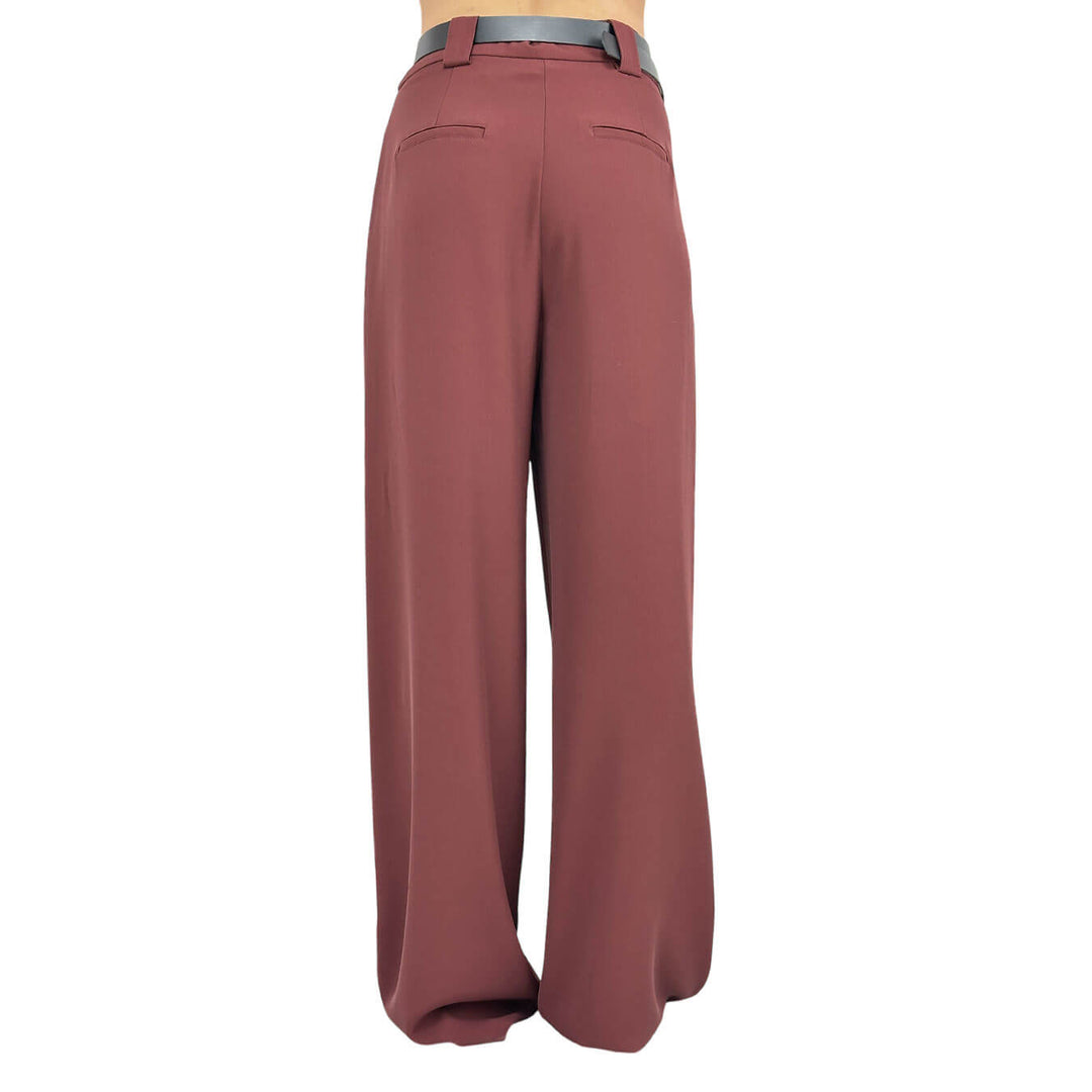 Tensione In Pantaloni Donna, Classico, Svasato, Cintura, Rosso