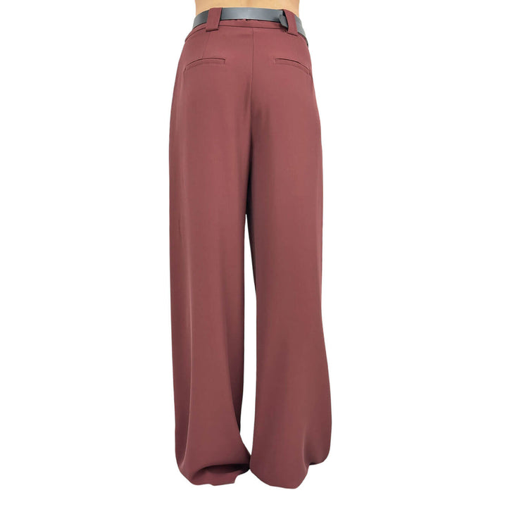 Tensione In Pantaloni Donna, Classico, Svasato, Cintura, Rosso