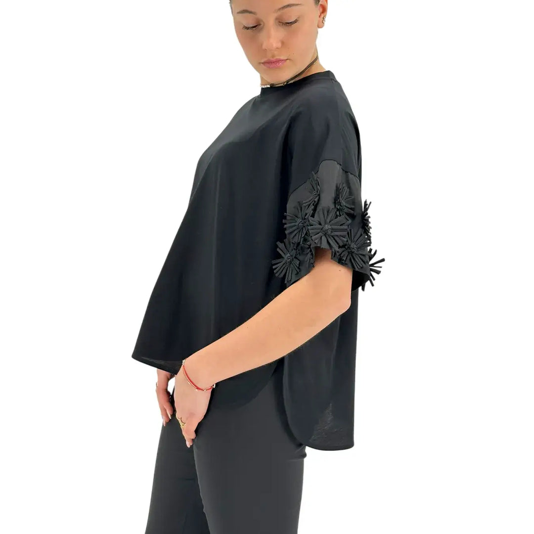 Meimeij, T-Shirt, Donna, Cotone, Nero