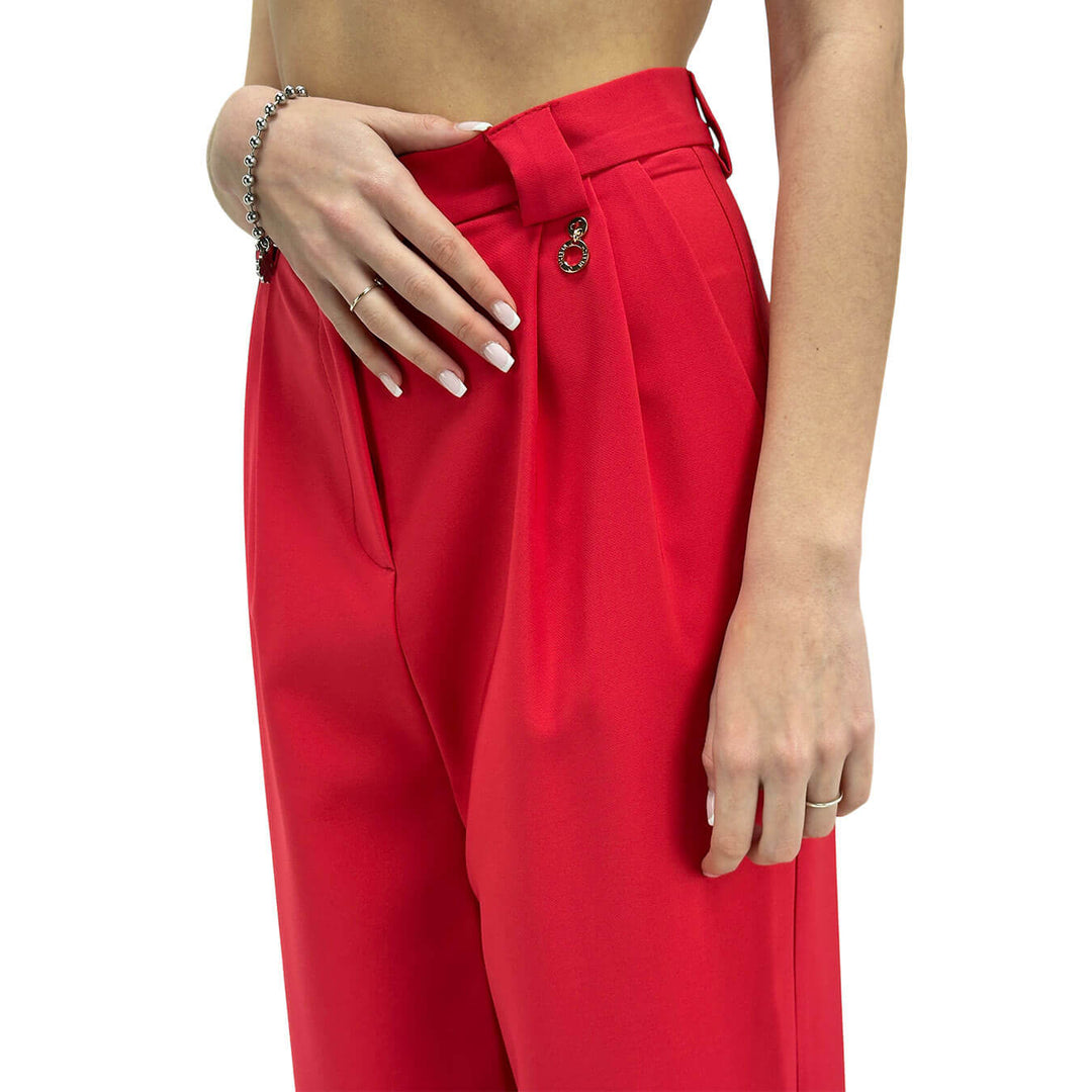 Relish Inkos Pantaloni Donna, Modello Capri, Vita Alta, Rosso