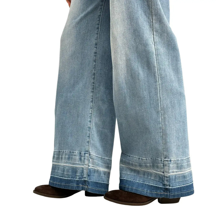 Bassini, Jeans Palazzo, Donna, Tessuto Misto, Blu