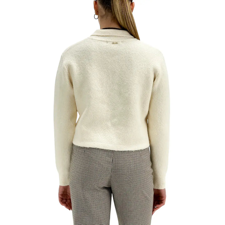 Koralline, Cardigan Polo, Donna, Tessuto Misto, Panna