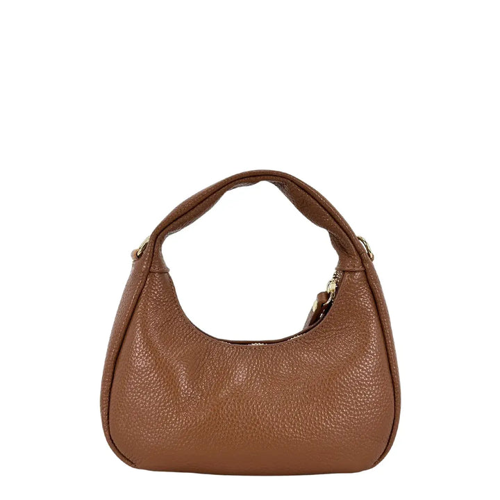 Bassini Borsa Donna Piccola in Pelle Cuoio Mini Sacca a Mano con Tracolla Rimovibile