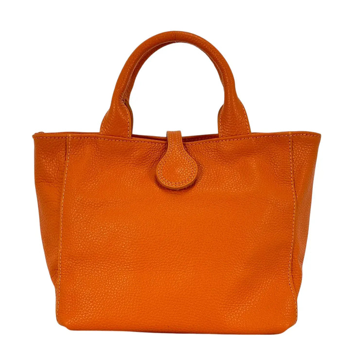Bassini Borsa Donna in Pelle Arancio con Due Manici Tracolla Rimovibile e Chiusura H Magnetica