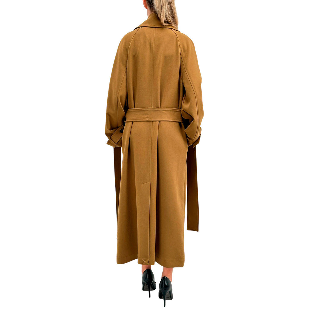 Ottod'Ame Trench Donna, Doppiopetto con Fusciacca, Marrone