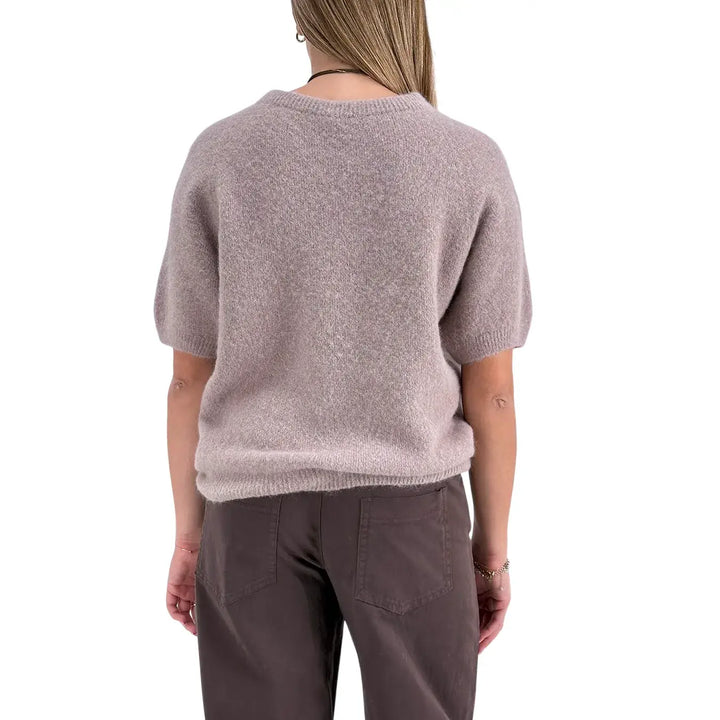 Bassini Maglia Donna Glicine Girocollo Oversize con Maniche Corte Raglan e Orlo a Costine