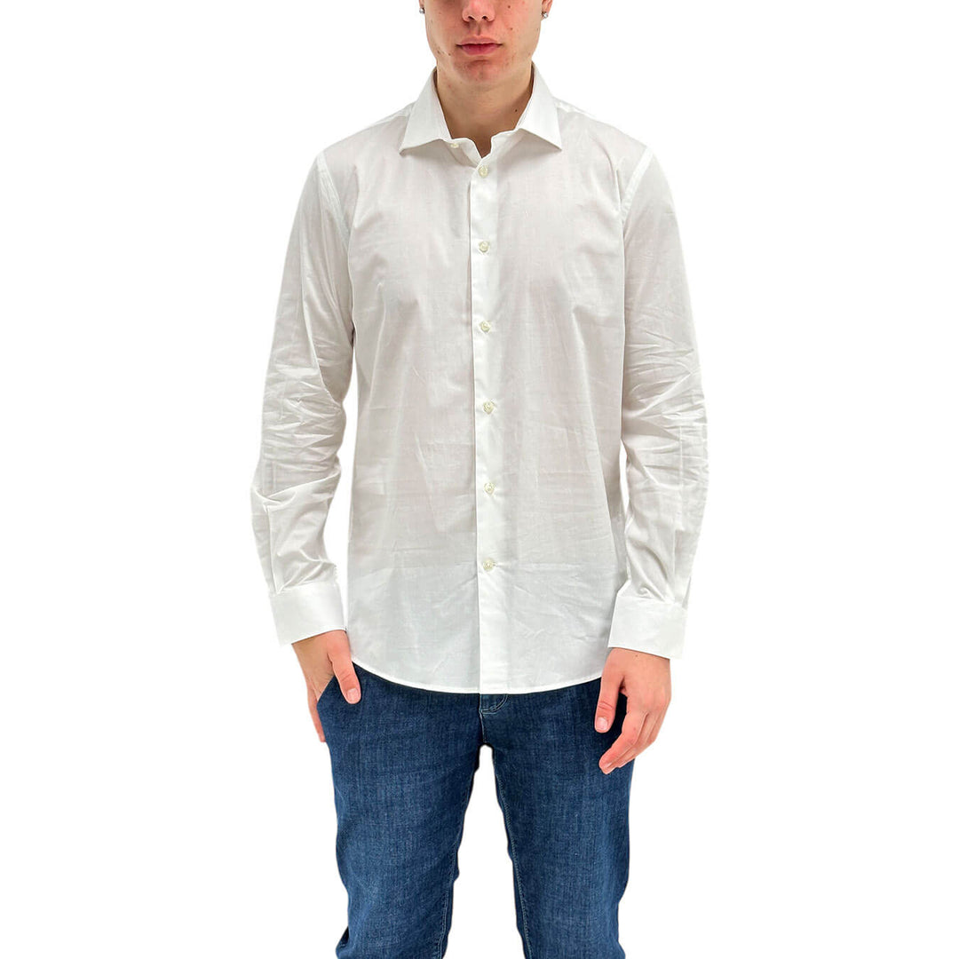 MarKup Camicia Uomo, Basic, Colletto Classico, Popeline, Bianco