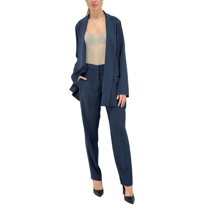 Ottod'Ame giacca Donna, Blazer senza Bottoni, Revers, Blu