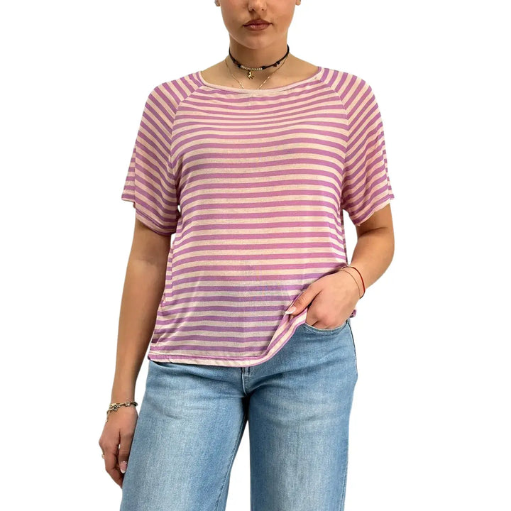 Bassini, Maglia a Righe, Donna, Rosa e Fucsia