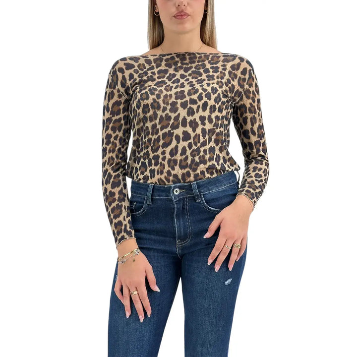 Bassini Maglia Cashmerina Donna Maculata Ultralight con Scollo a Barca e Maniche Lunghe