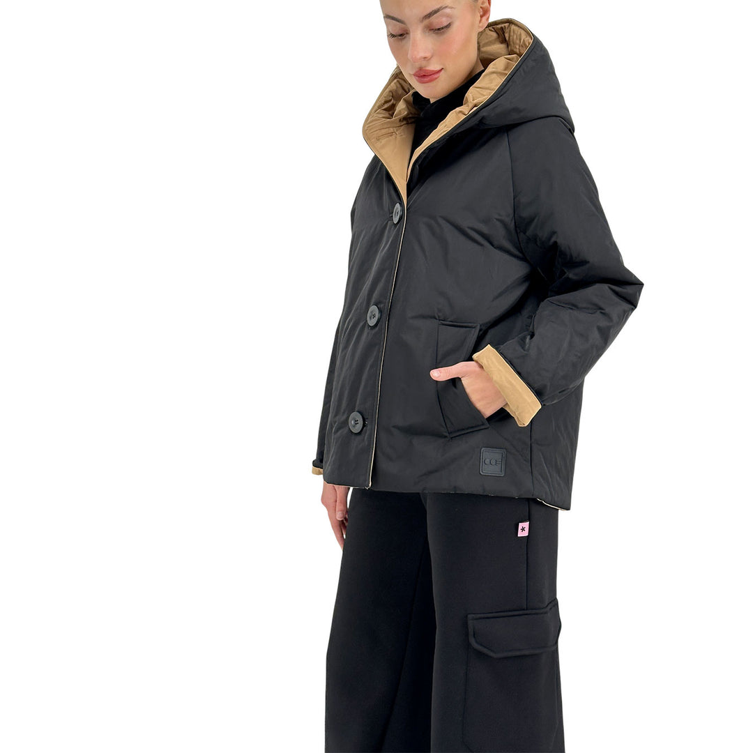 Oof Wear, Giubbotto Double, Donna, Nero-Beige