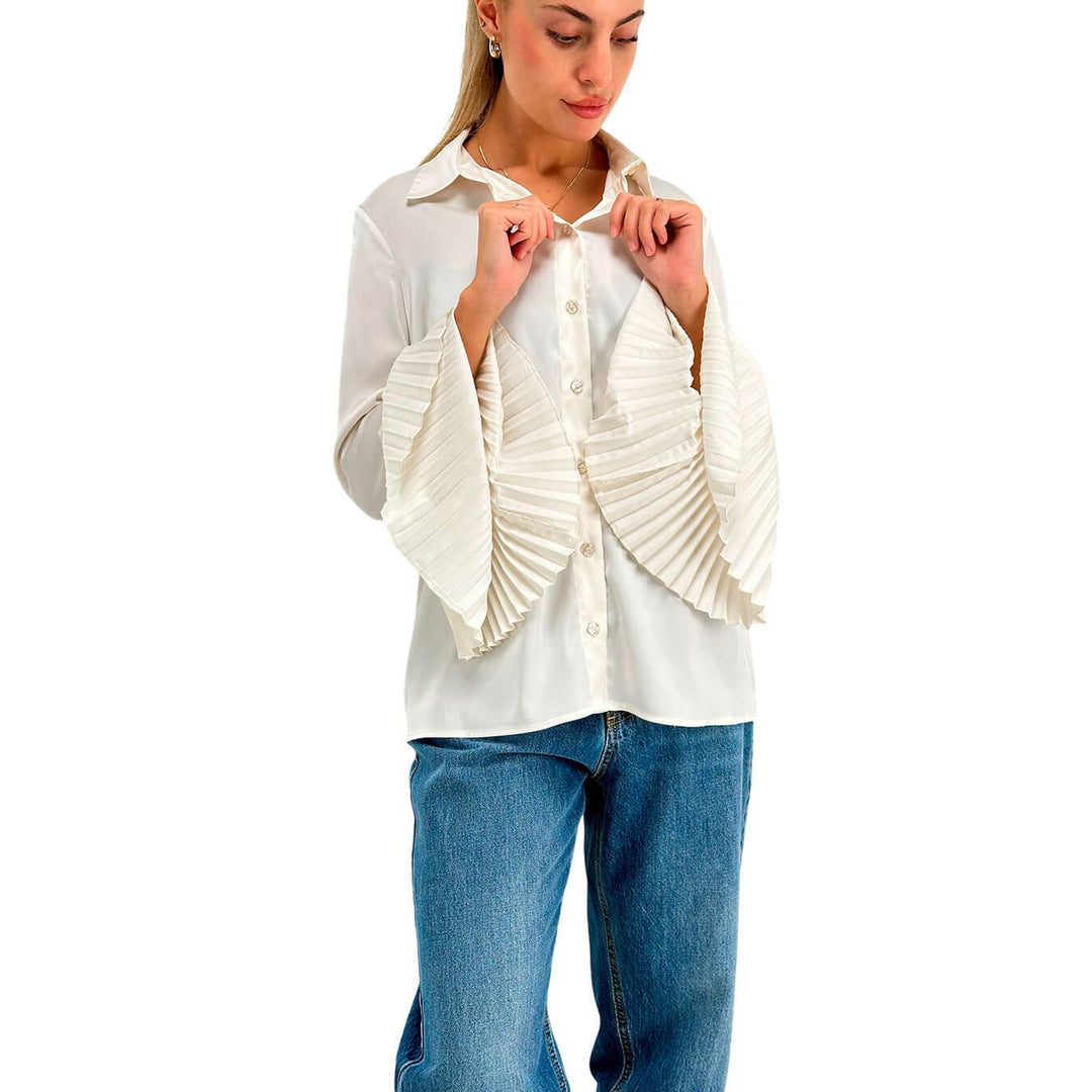 Imperial Camicia Donna, Basic, Manica Plissé, Poliestere, Avorio