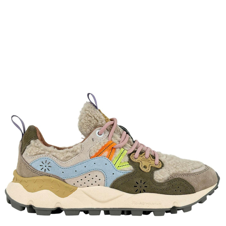 Flower Mountain Yamano 3 Sneakers Donna, Suede e Tessuto, Beige, bassiniboutique