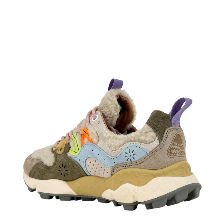 Flower Mountain Yamano 3 Sneakers Donna, Suede e Tessuto, Beige, bassiniboutique