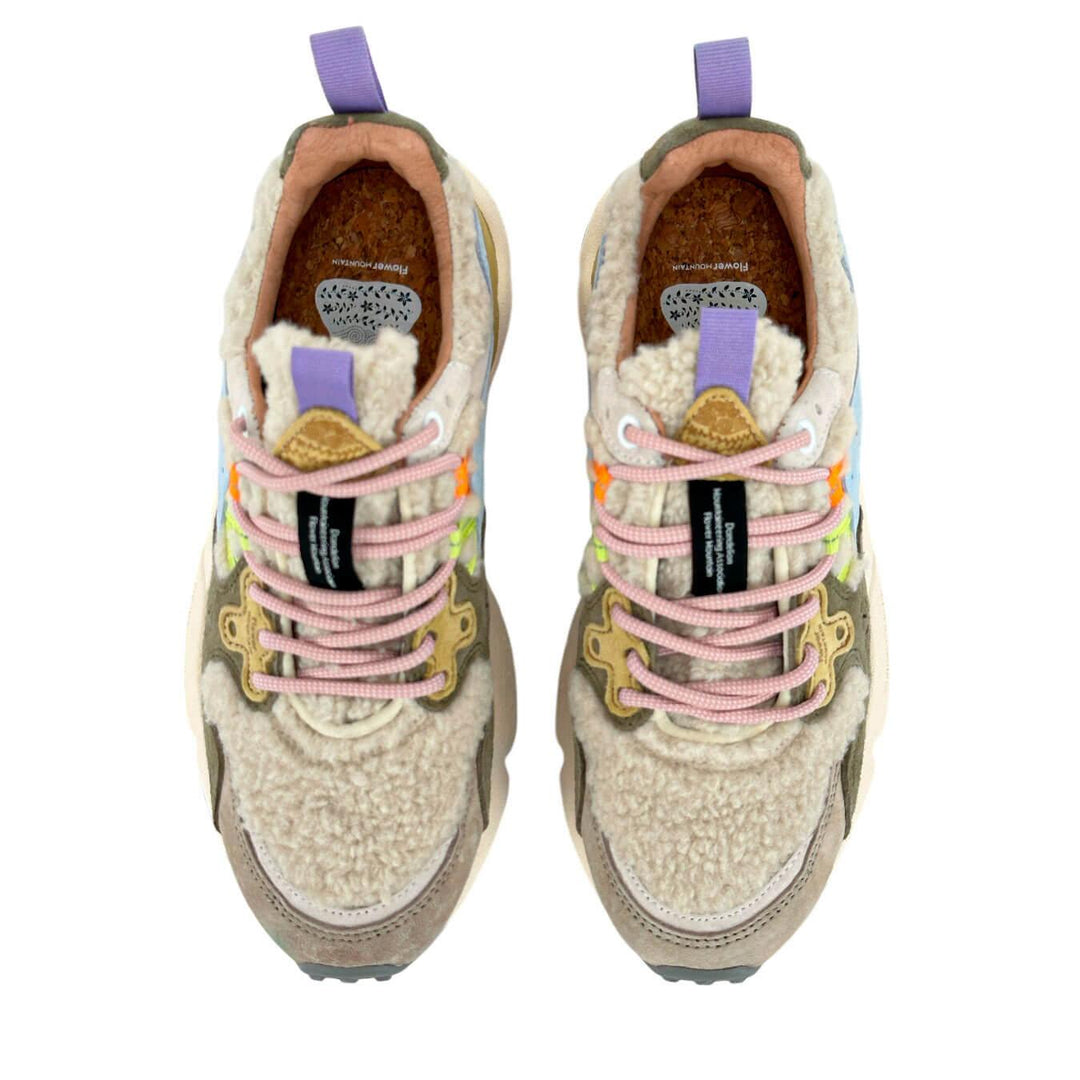 Flower Mountain Yamano 3 Sneakers Donna, Suede e Tessuto, Beige, bassiniboutique