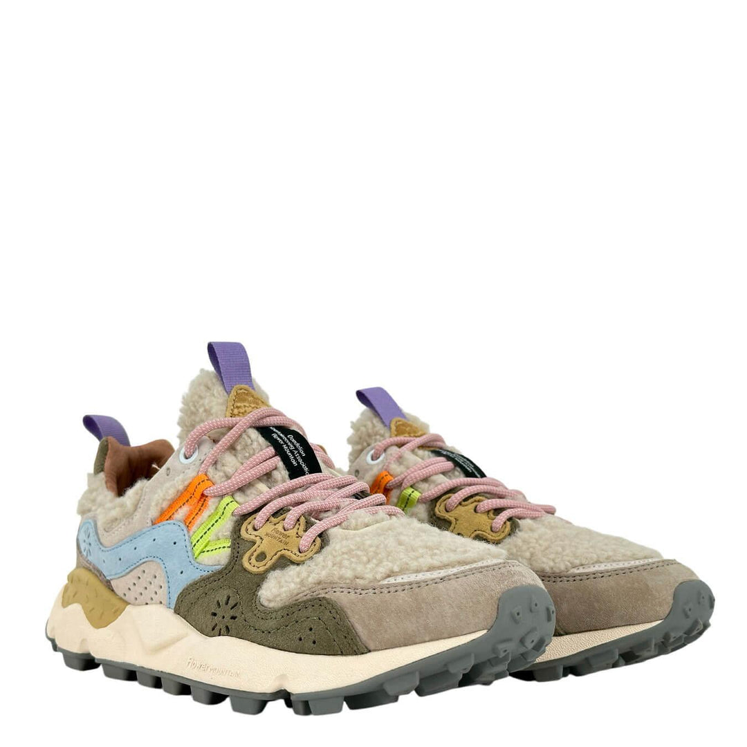 Flower Mountain Yamano 3 Sneakers Donna, Suede e Tessuto, Beige, bassiniboutique