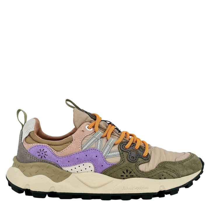 Flower Mountain Yamano 3 Sneakers Donna, Suede e Nylon, Beige e Verde, bassiniboutique