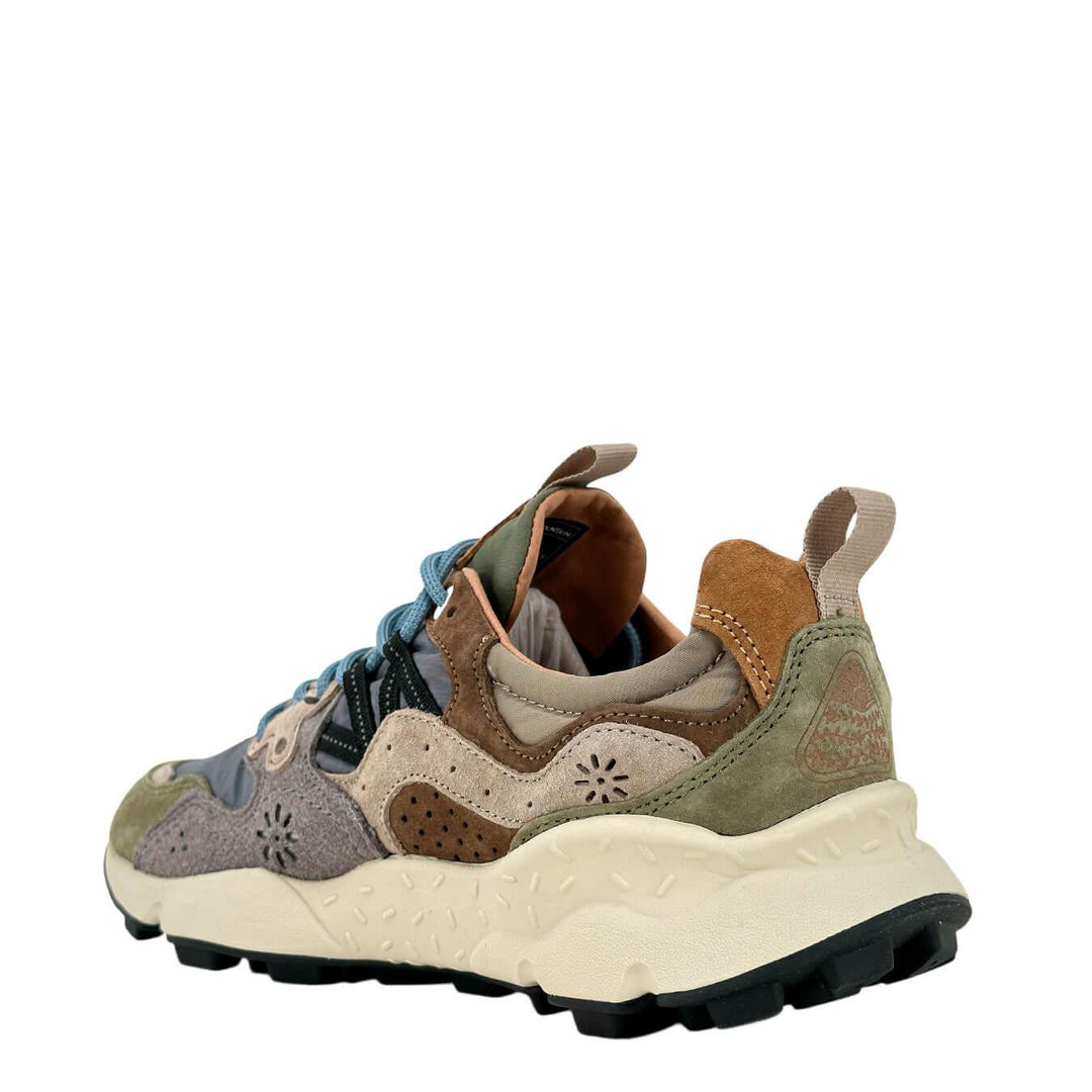 Flower Mountain Yamano 3 Sneakers Uomo, Suede e Tessuto, Beige e Blu, bassiniboutique