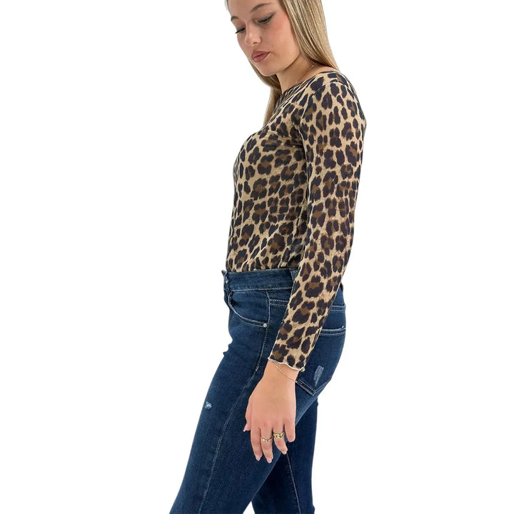 Bassini Maglia Cashmerina Donna Maculata Ultralight con Scollo a Barca e Maniche Lunghe