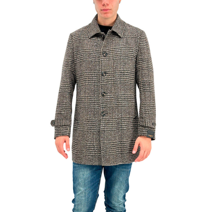 MarKup Cappotto Uomo, Monopetto, Pied de Poule, Marrone