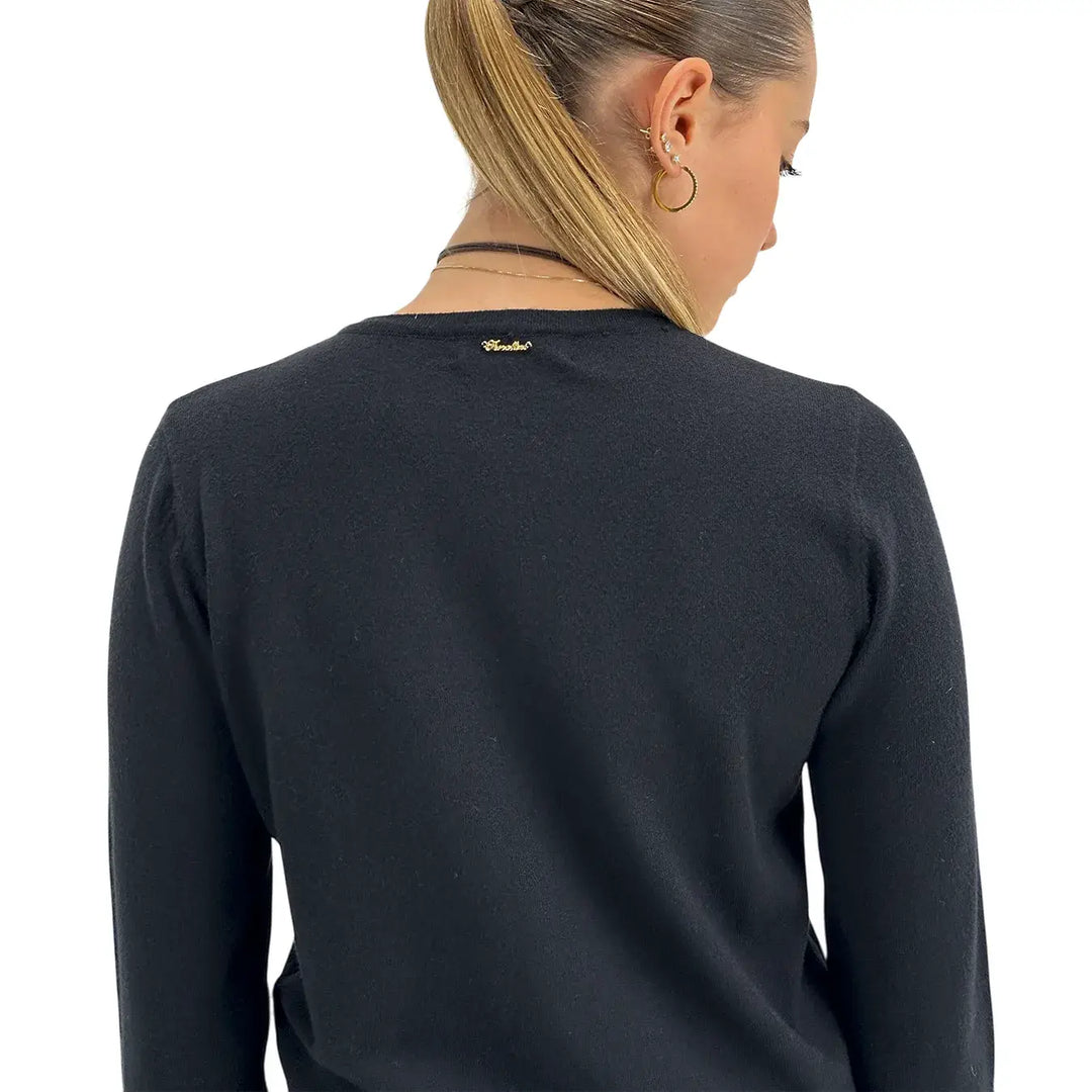 Koralline, Cardigan, Donna, Tessuto Misto, Nero