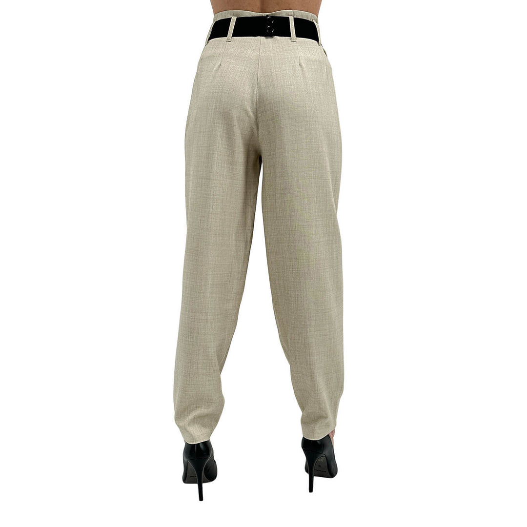 Koralline Pantaloni Cargo Donna, Cinturino con Pietre, Beige