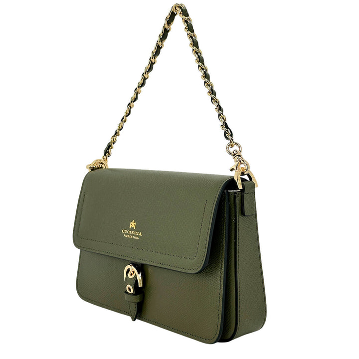 Cuoieria Fiorentina Eva Borsa Donna, Flap Bag, Tracolla, Pelle, Verde