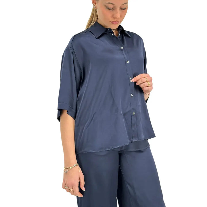 Ottod'Ame, Camicia, Donna, Maniche Corte, Blu Night