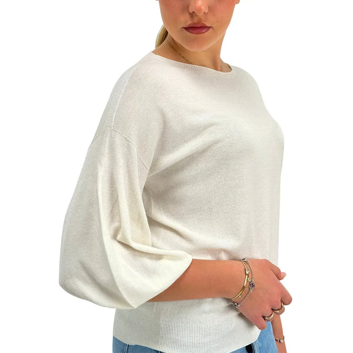 Kontatto, Maglia, Donna, Maniche Corte, Palloncino, Panna