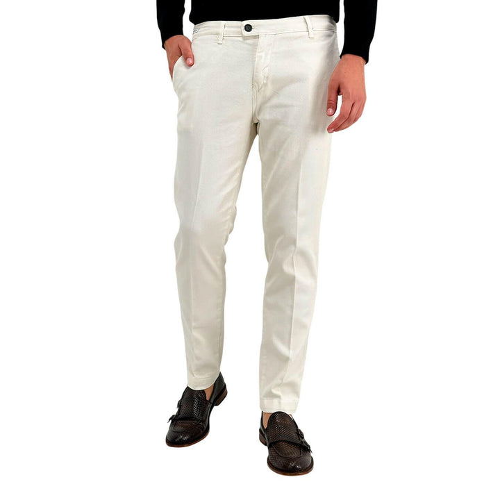 Moro Pantaloni Chino, Uomo, Regular Fit, Cotone, Avorio