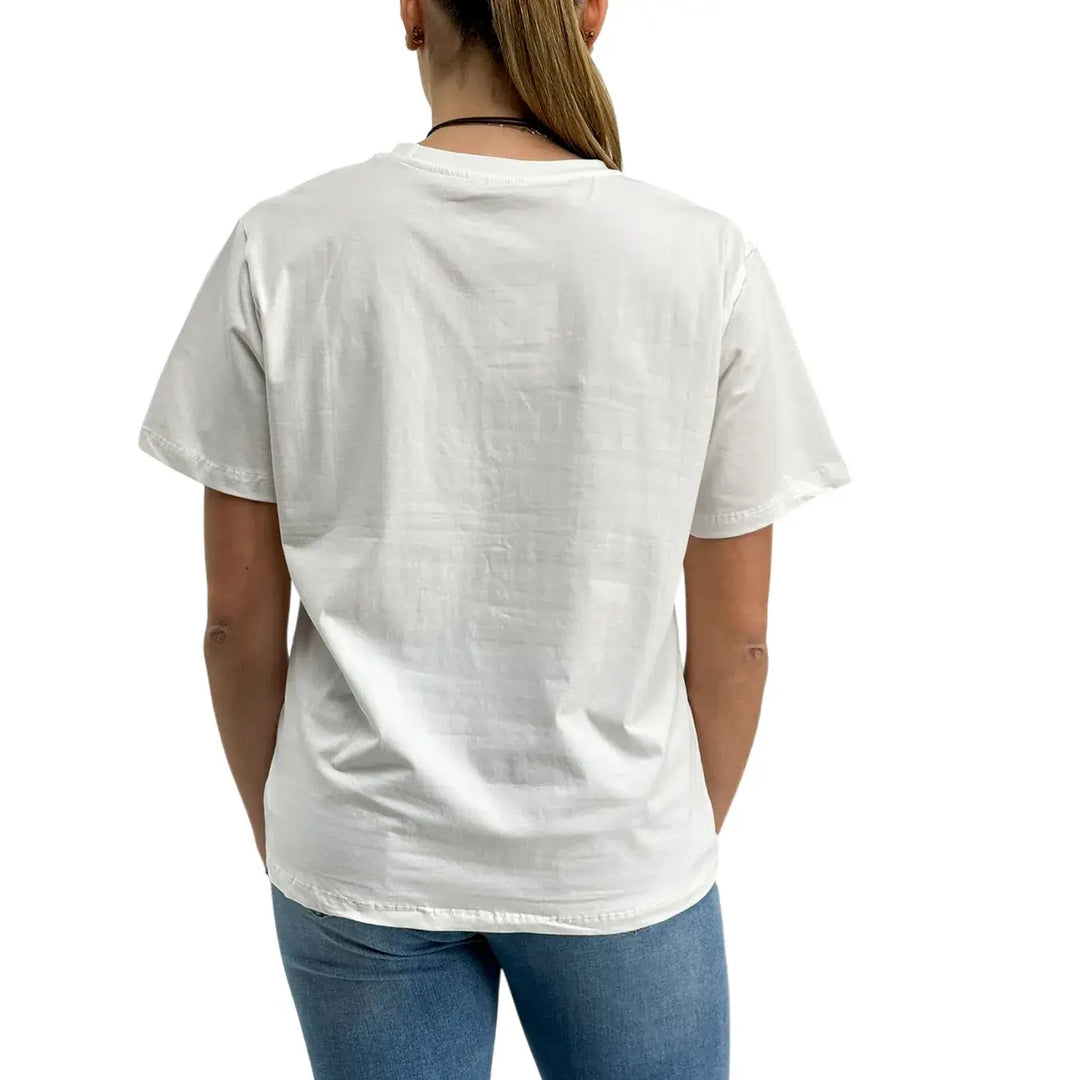 Bassini, T-Shirt, Donna, Cotone, Stampa, Bianco e Azzurro
