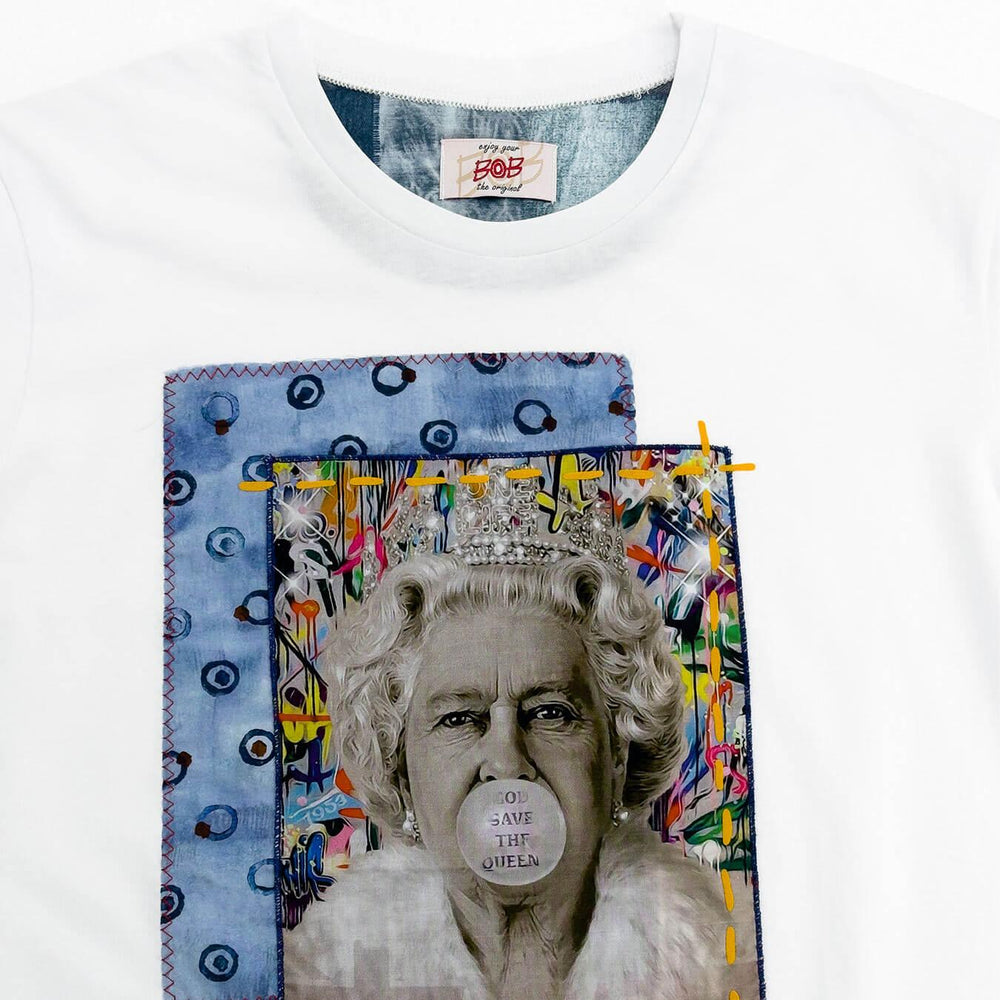 Bob Maglia T-Shirt Uomo, Stampa Regina Elisabetta Bubble Gum, Cotone - BassiniBoutique.it