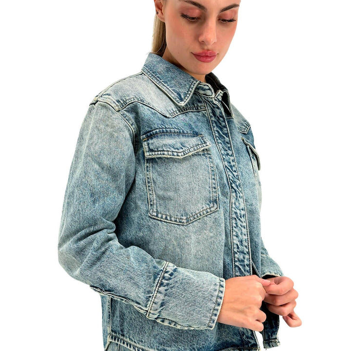 Icon Denim Giacca Norah Donna, Over, Denim, Cotone, Blu Slavato