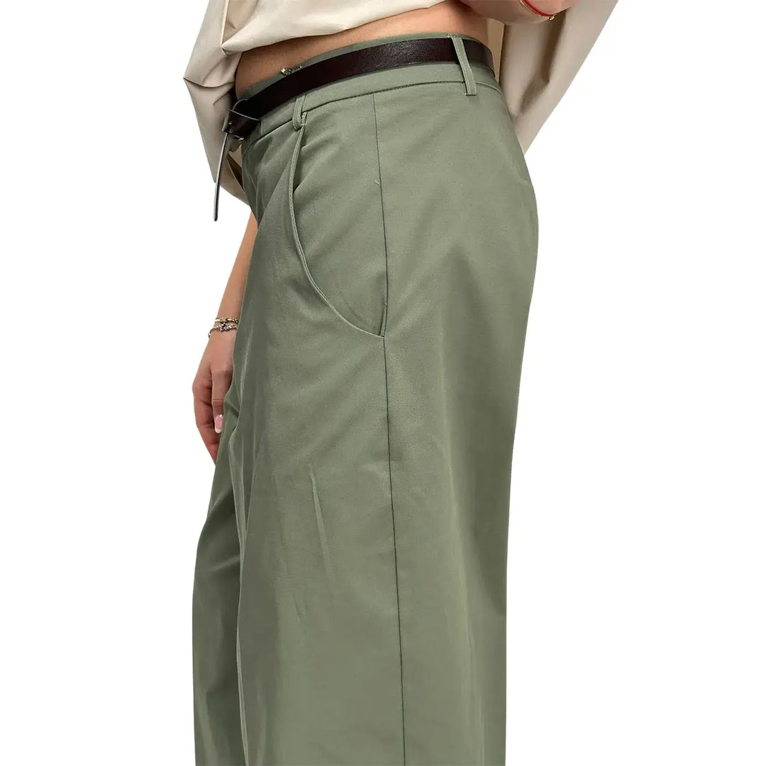 Kontatto, Pantaloni Palazzo, Donna, Cotone, Verde