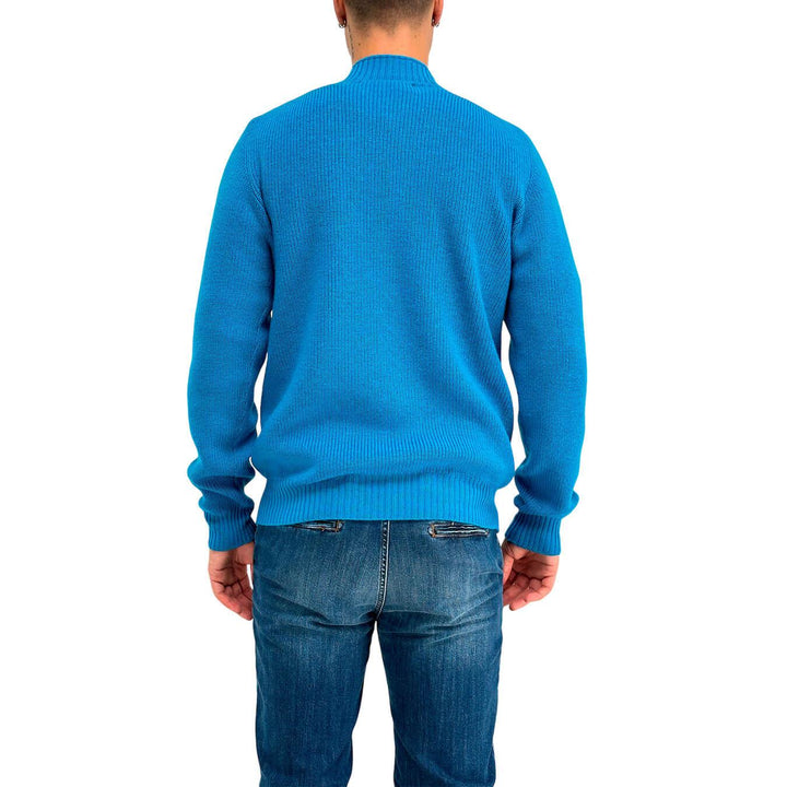 Amaránto Maglia Uomo, Modello Basic, Girocollo, Pura Lana, Blu