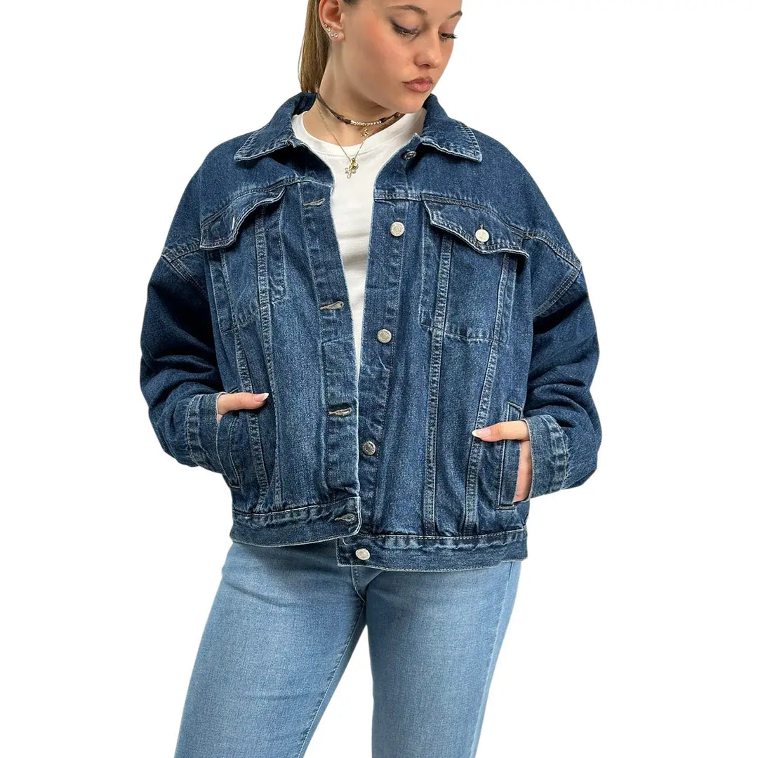 Bassini, Giubbotto Denim, Donna, Cotone, Blu