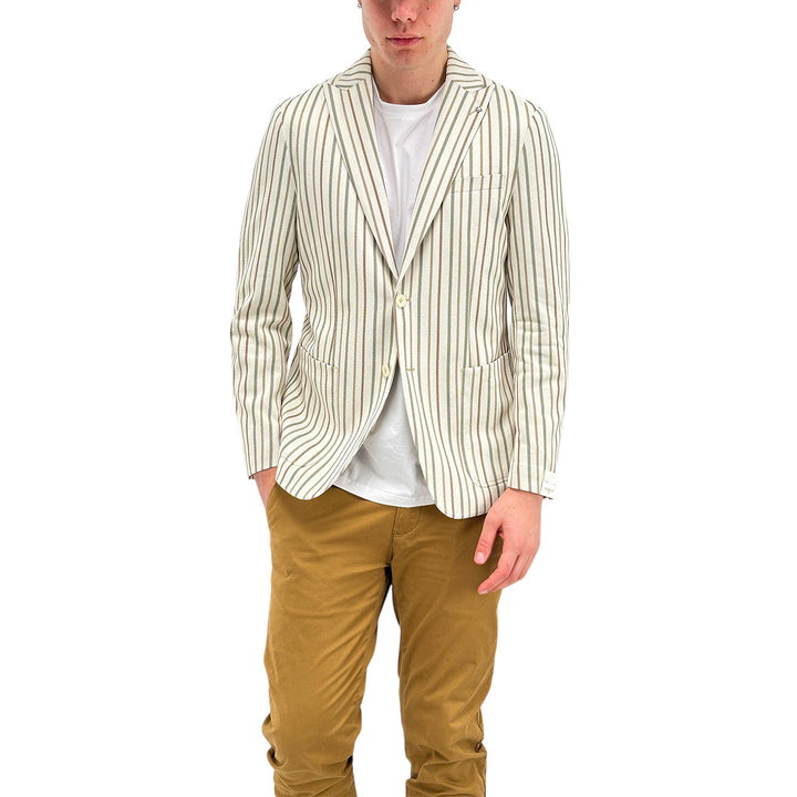 MarKup Giacca Uomo, Blazer Monopetto, Gessato, Beige