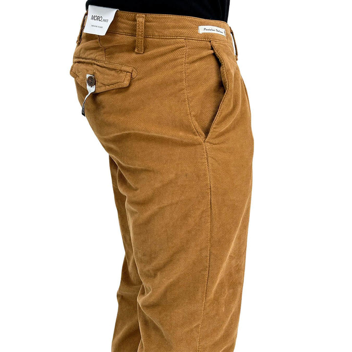 Moro Pantaloni Chino, Uomo, Slim Fit, Cotone, Cammello