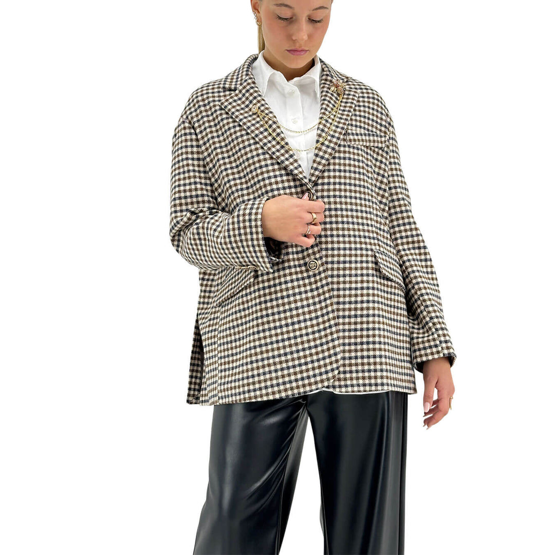 Tensione In, Giacca, Pied de Poule, Beige