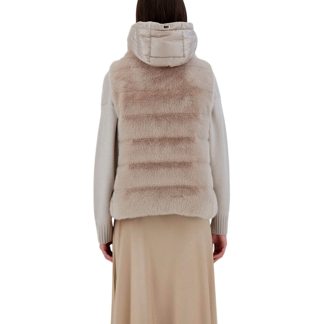 Herno Gilet Smanicato In New Lady Faux Fur Donna, Trapuntato, Chantilly