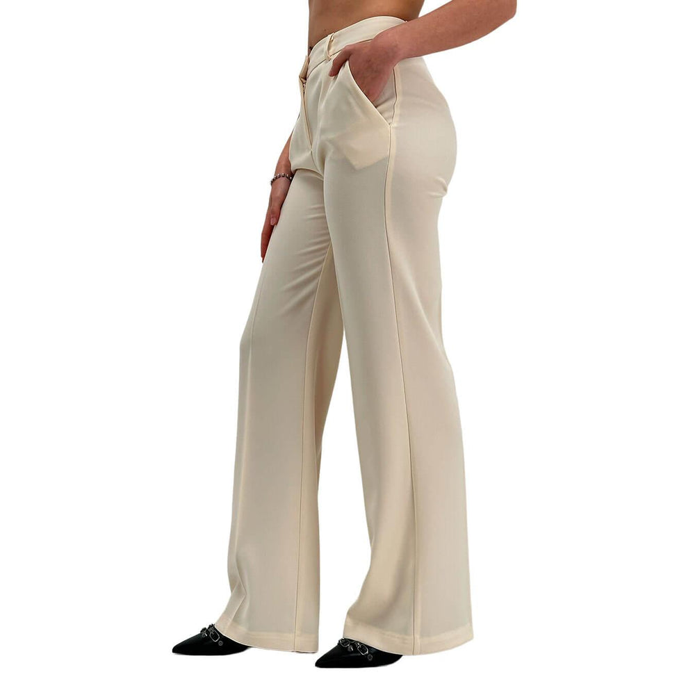 Tensione In Pantaloni Donna, Classico, Leggermente Svasato, Bianco - BassiniBoutique.it