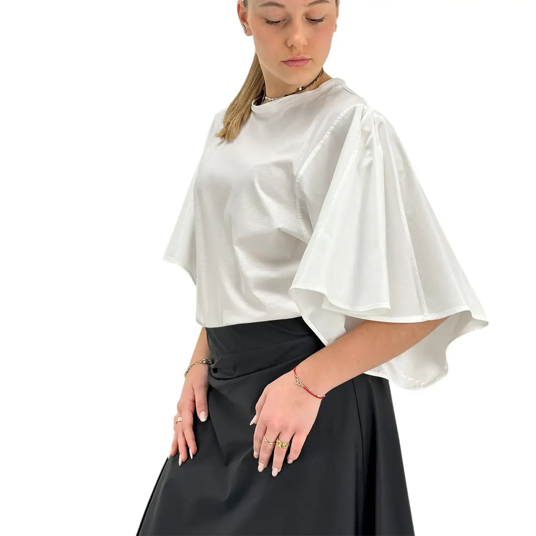 Meimeij, T-Shirt, Donna, Girocollo, Bianco