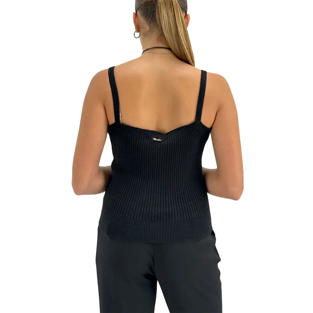 Koralline, Canotta, Donna, Tessuto Misto, Nero