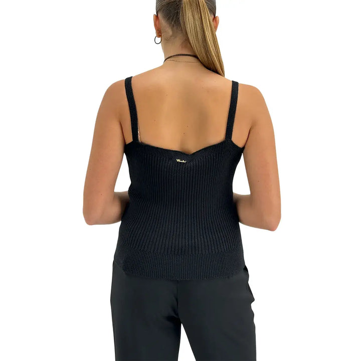 Koralline, Canotta, Donna, Tessuto Misto, Nero