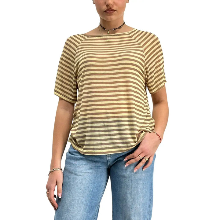 Bassini, Maglia a Righe, Donna, Giallo e Beige