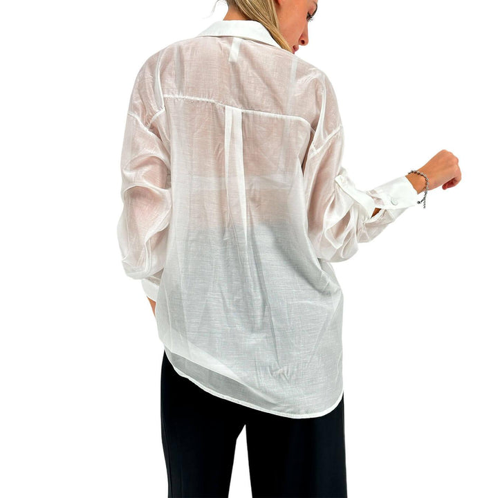 Tension In Women's Shirt, Basic, Transparent, Tencel, White