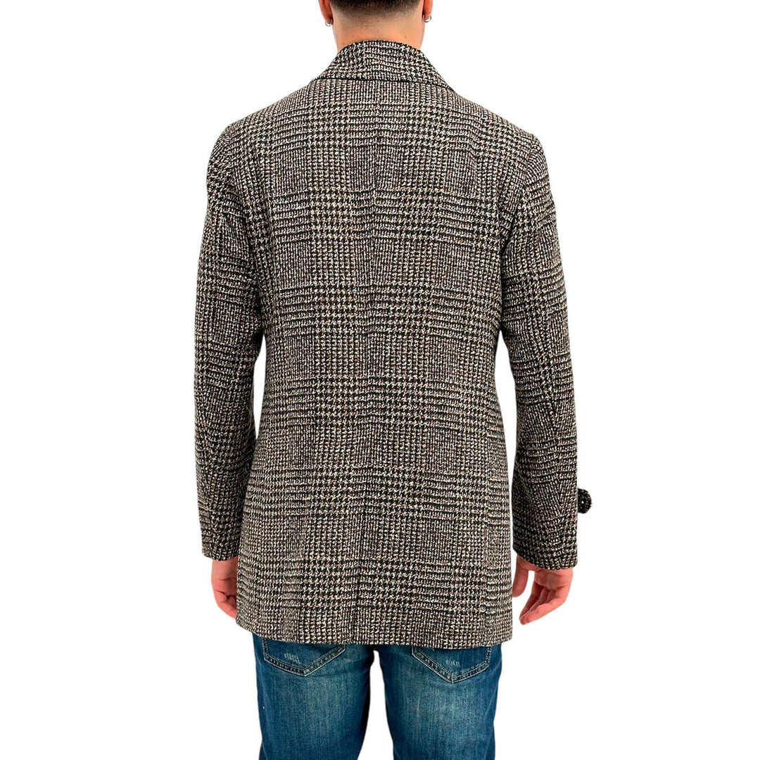 MarKup Cappotto Uomo, Monopetto, Pied de Poule, Marrone