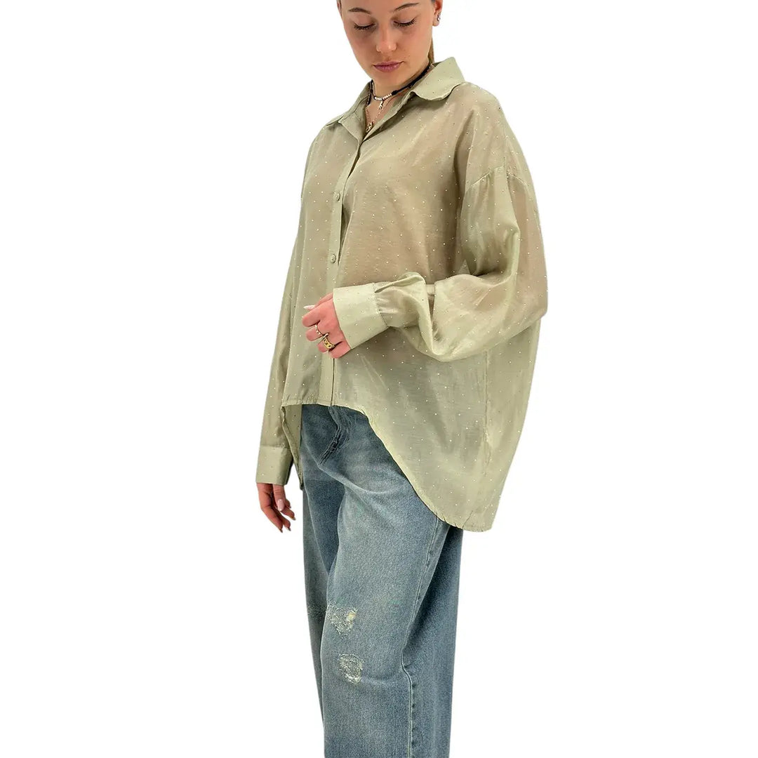 Kontatto, Camicia, Donna, Strass, verde