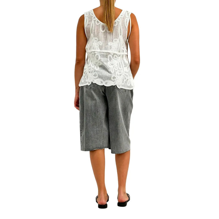 Bassini Bermuda Donna Grigio in Denim con Vestibilità Casual