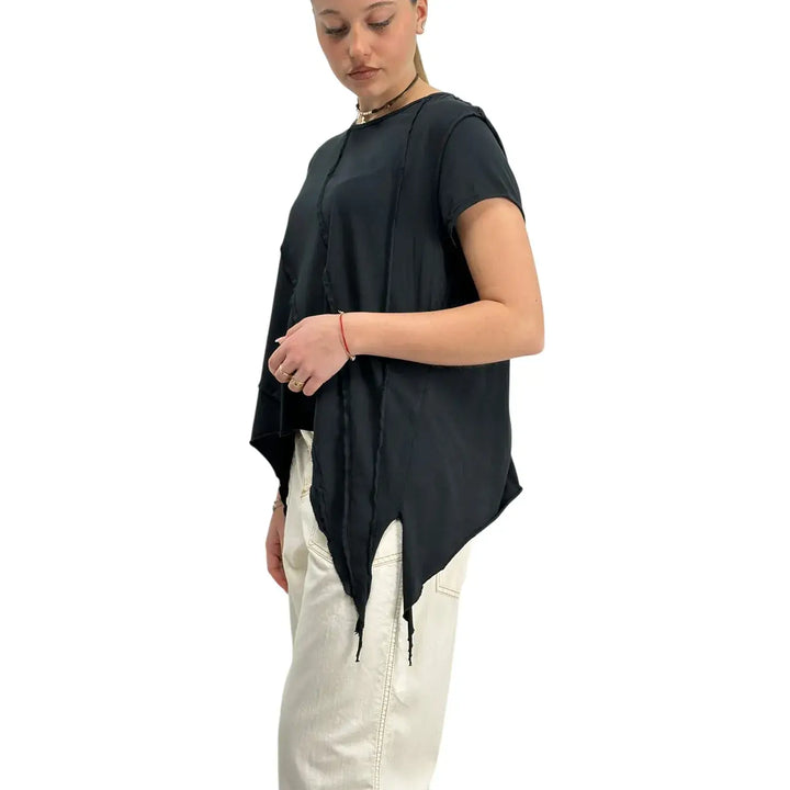 Bassini, T-Shirt Over, Donna, Cotone, Nero